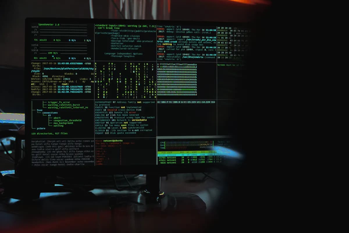 Hacking screen showing security risks of legacy software